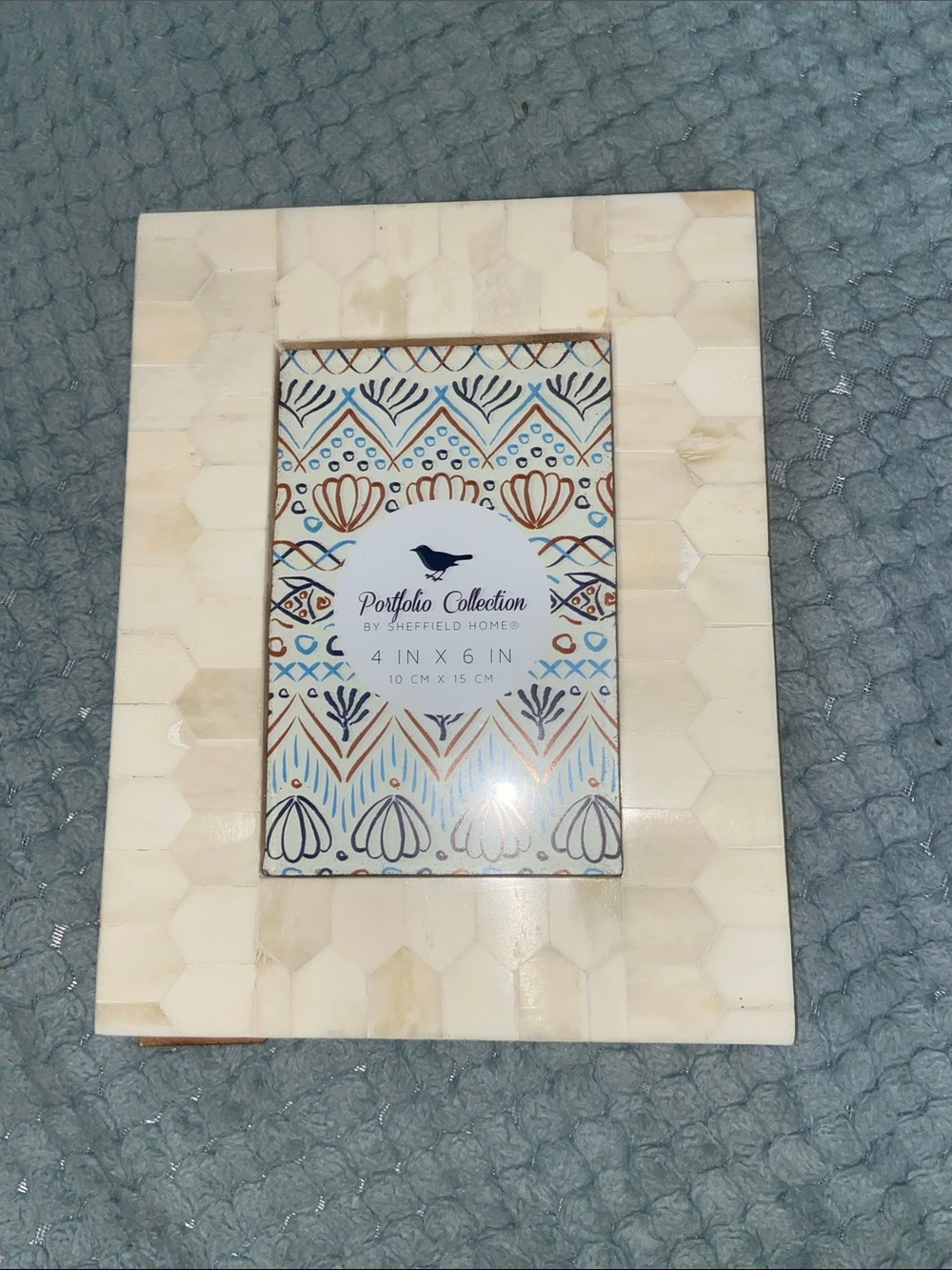 Sheffield Home Cream Hex Inlay Picture Frame with Neutral Tone